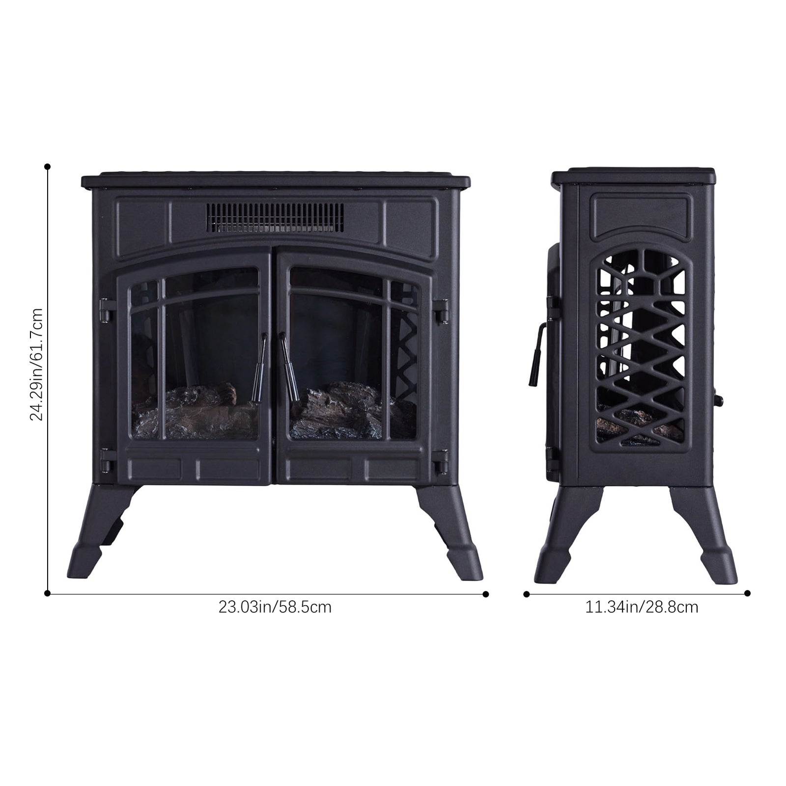Freestanding Electric Fireplace Heater With Remote Control