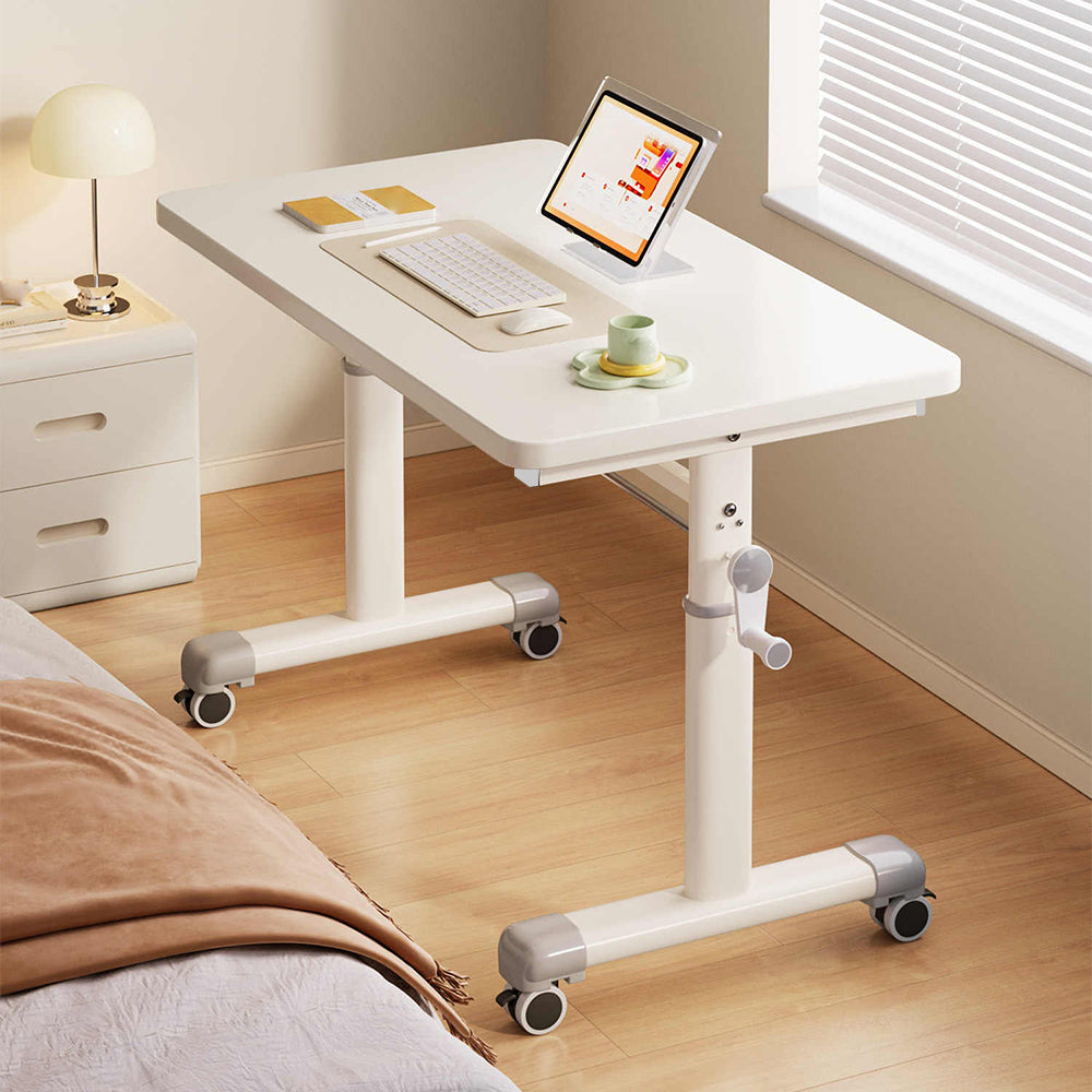 Manual Standing Height-adjustable Desk Computer Desk With Wheels | Large