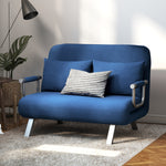 Fabric Sofa, Convertible 2 Seater Sofa Bed W/ Pillows, Dark Blue