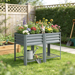 Outsunny Raised Garden Bed With Storage Shelf 120x55cm Grey