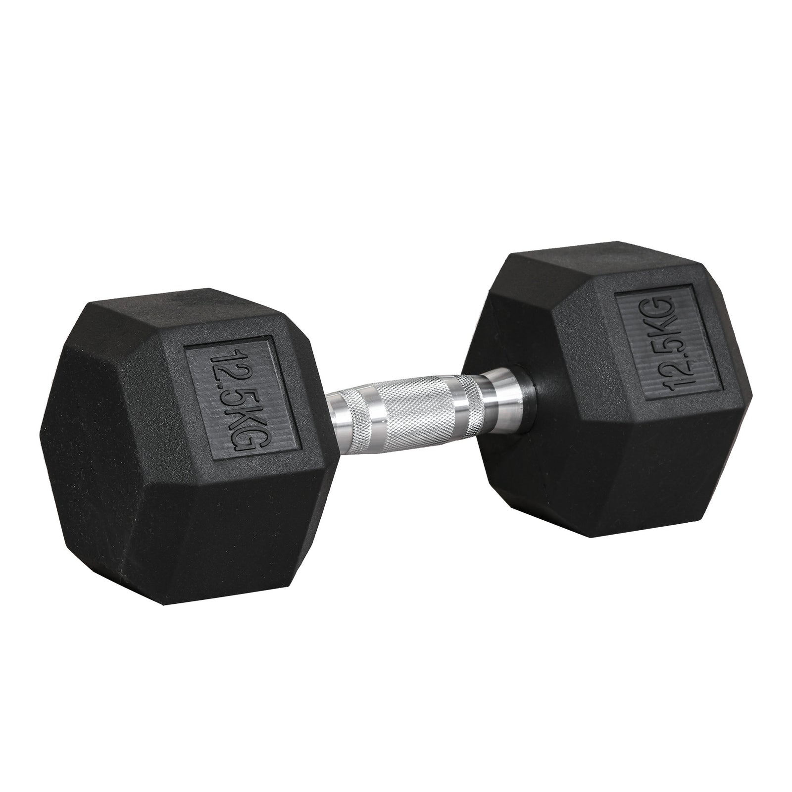 12.5kg Hex Rubber Dumbbell For Home Exercise | Black