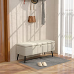 Storage Ottoman, Linen Fabric Bench With Flip Top