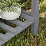 Wooden Raised Bed W/ Bed Liner, Storage Shelf | Gray
