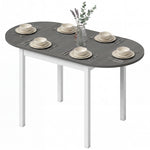 HOMCOM Foldable Dining Table, Solid Wood Drop Leaf Table, Grey
