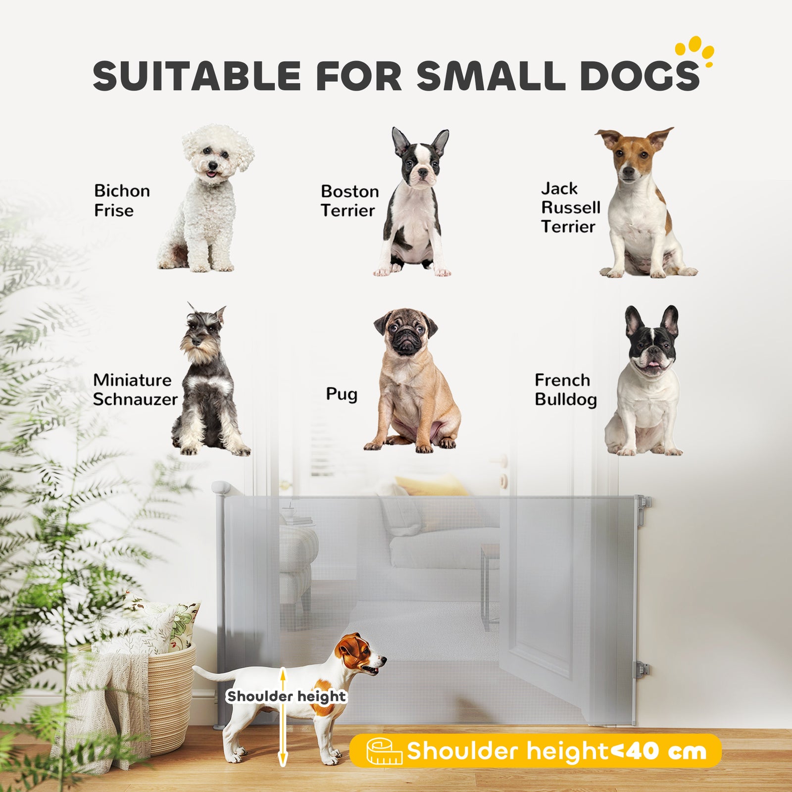 Pawhut Retractable Stair Gate, Dog Gate Extends Up To 140 Cm Wide, Grey