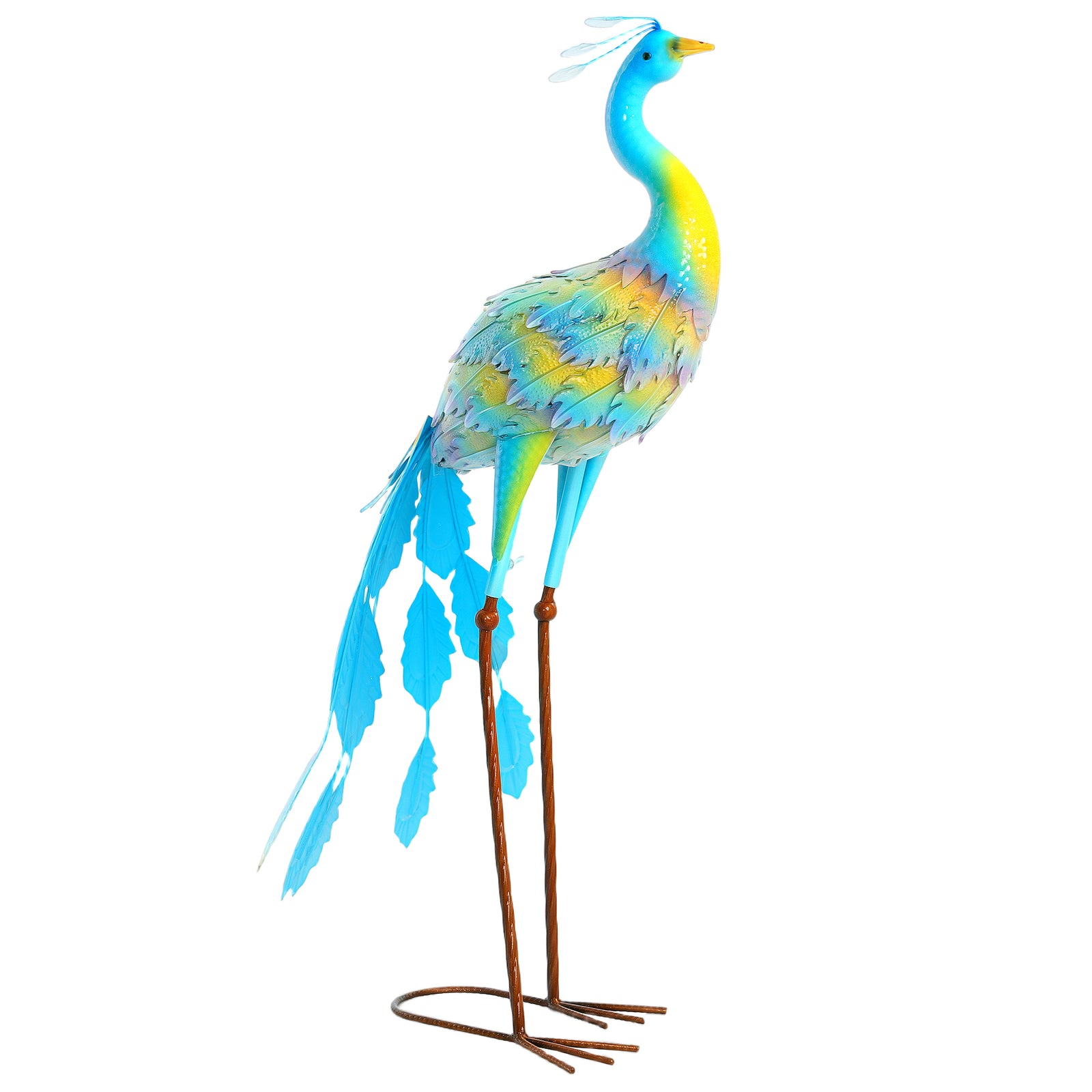 Peacock Garden Statue, Metal Garden Gift W/ Stakes-colour