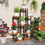 7 Tier Plant Stand, Tall Steel Wood Plant Shelf