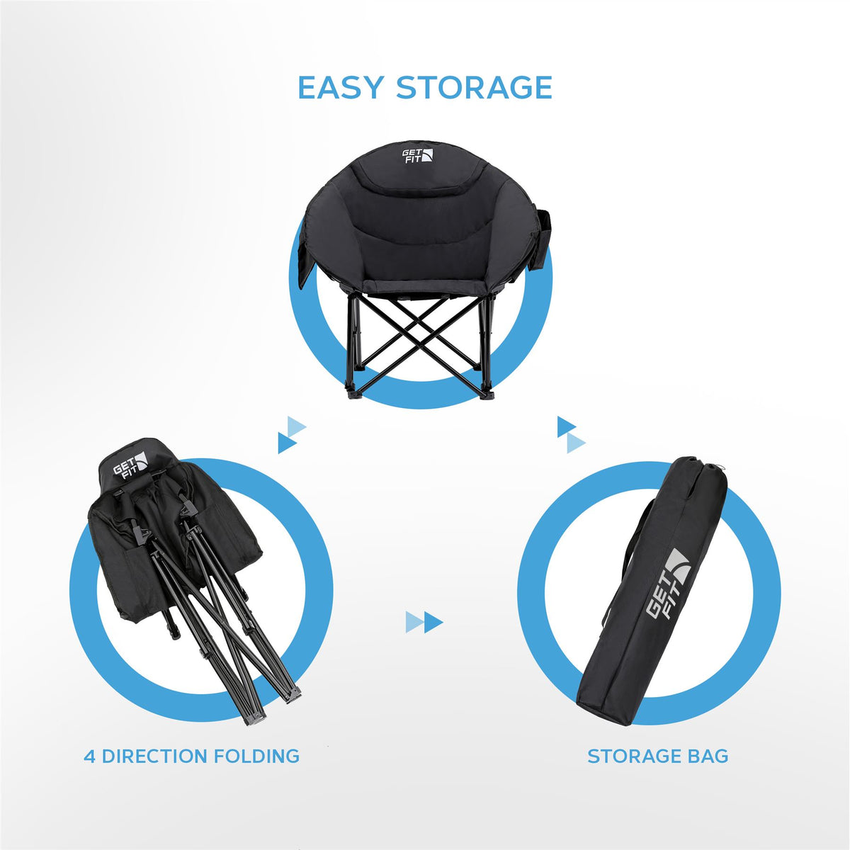 Moon Camping Chair - Portable Outdoor Premium Folding Chair For Adults With Magazine Pocket, Cup Holder & Carry Bag - Heavy Duty Foldable Chair | Single