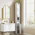 HOMCOM Tall Bathroom Storage Cabinet Slim Bathroom Cabinet With Drawer White