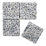 6pcs Interlocking Natural Stone Deck Tiles, 30x30cm Square Outdoor Patio Flooring, Durable Garden Pathway & Poolside Tiles | Light Grey
