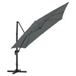 Large Square Patio Parasol With Durable Polyester Canopy, Pa Waterproof Coating, Adjustable Height, 360° Foot Pedal Rotation With Cross Base | One Size | Dark Grey