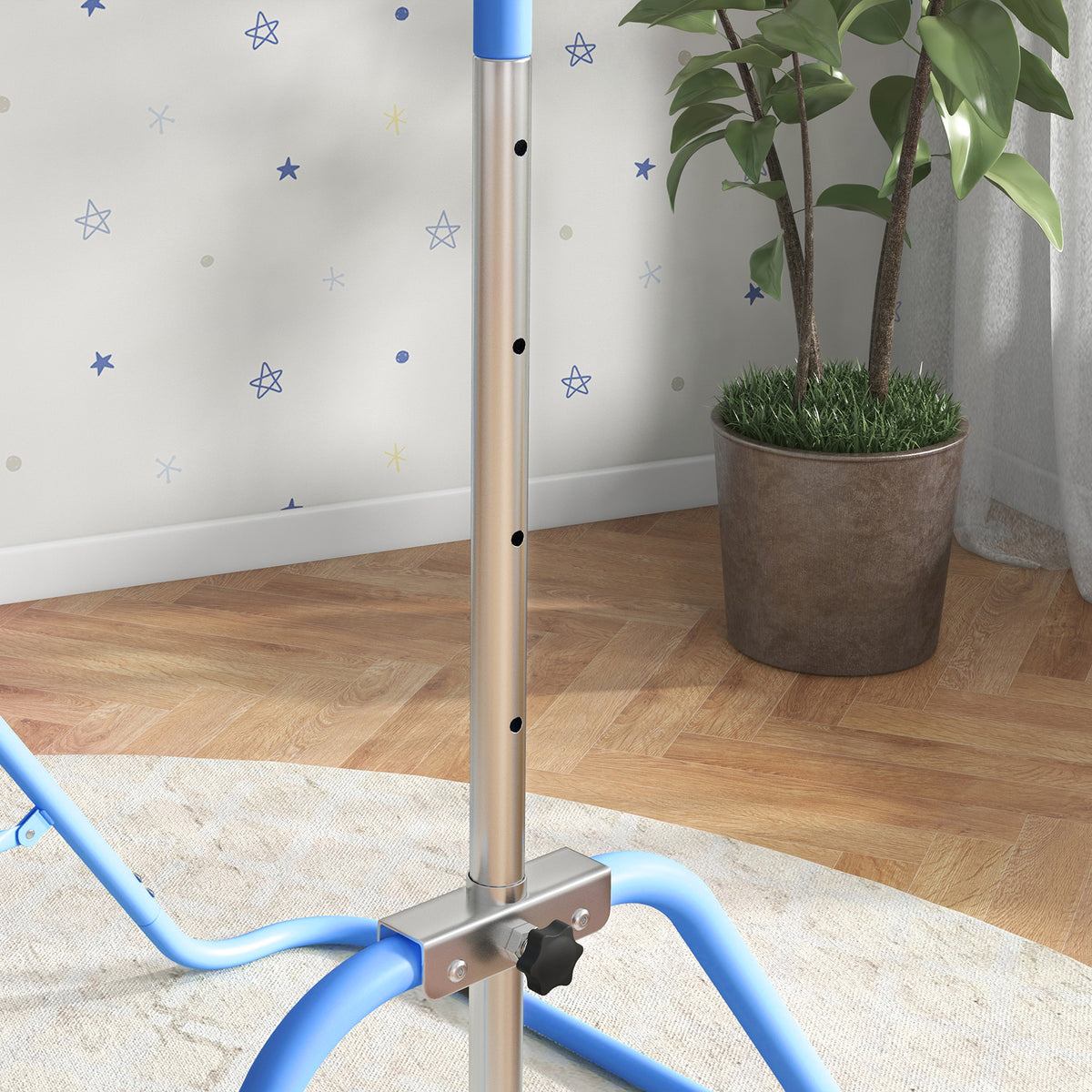 Kids Gymnastic Bar W/ Adjustable Height, Foldable Training Bar | Blue