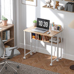 80 Cm Foldable Computer Desk On Wheels For Small Spaces | Natural