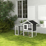 122cm Wooden Rabbit Hutch Bunny Cage Pet House With Tray Ladder Run | Grey