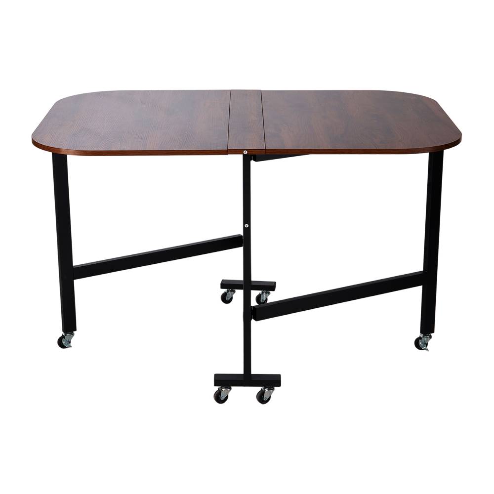 Folding Drop Leaf Table With 6 Wheels | Dark Brown