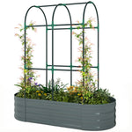 4 X 2 X 4.6ft Galvanised Raised Garden Bed With Trellis | Dark Grey