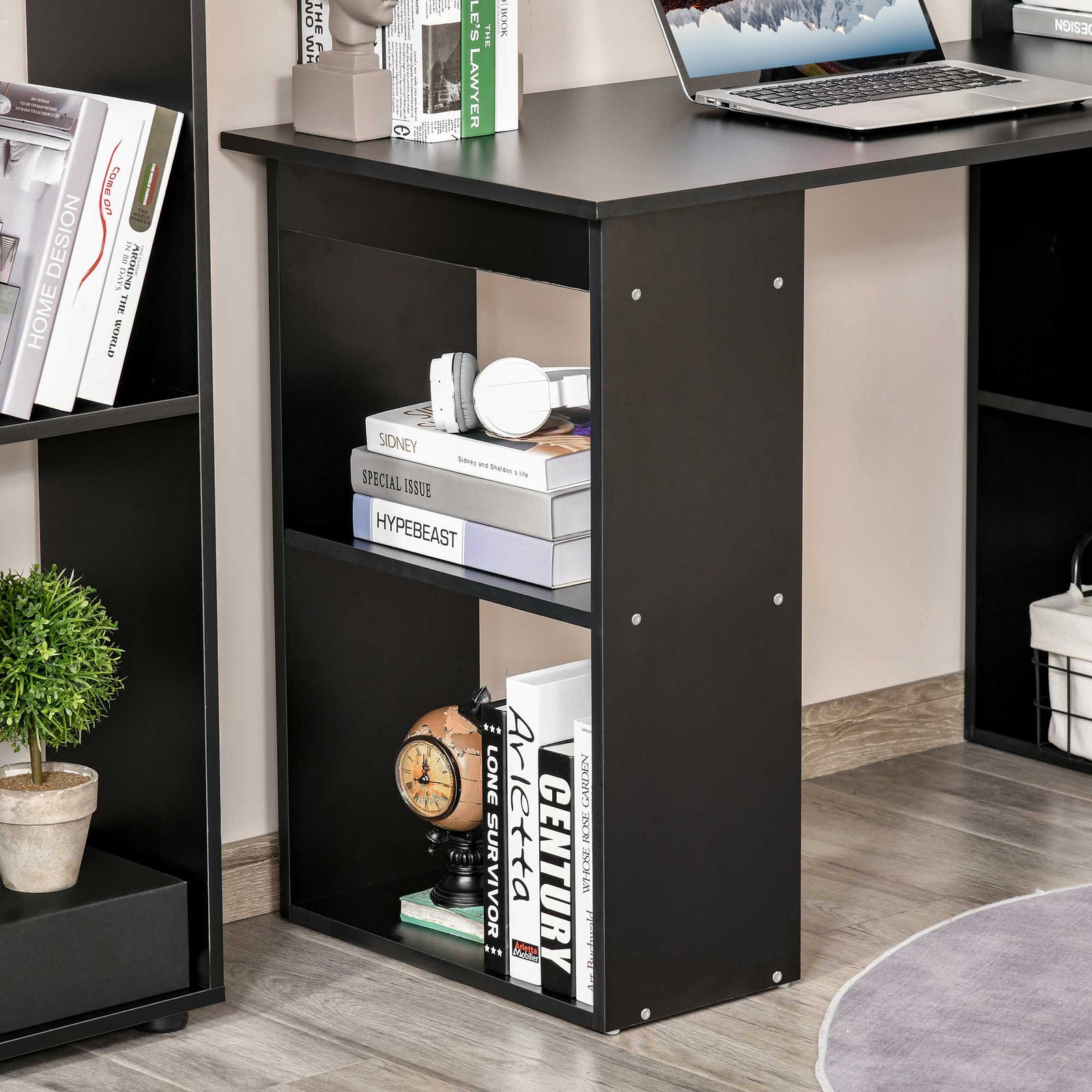 120cm Modern Computer Desk Bookshelf Writing Table | Black