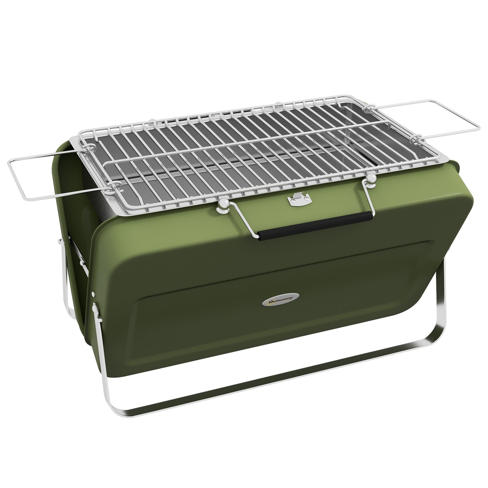 Charcoal Bbq, Portable Trolley, W/ Lid, Chimney
