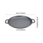 27.5/30/33/35cm Dia Pre-seasoned Round Dual-handle Cast Iron Grill Pan | Small