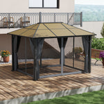 Pc Hardtop Gazebo With Aluminium Frame And Curtains | Large | Gray