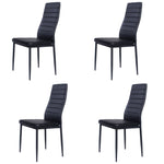 Set Of 4 Modern Faux Leather Armless High Back Dining Chairs | Set-of-4 | Black