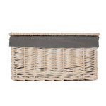 White Wash Steamed Cotton Lined Storage Basket | Small