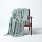 Combed Cotton Cable Knit Throw | 150cm x 200cm | Duck Egg Blue