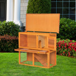 90cm 2 Tiers Rabbit Hutch Wooden Pet Cage Run Vintage Bunny House