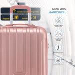 55x40x20cm Lightweight Luggage Overhead Cabin Hard Shell Cabin Suitcase 60+ Airlines Approved - Carry On Case - 4 Wheels | Cabin | Rose Gold