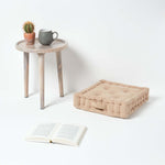 Rajput Ribbed Cotton Floor Cushion | 40cm x 40cm | Beige
