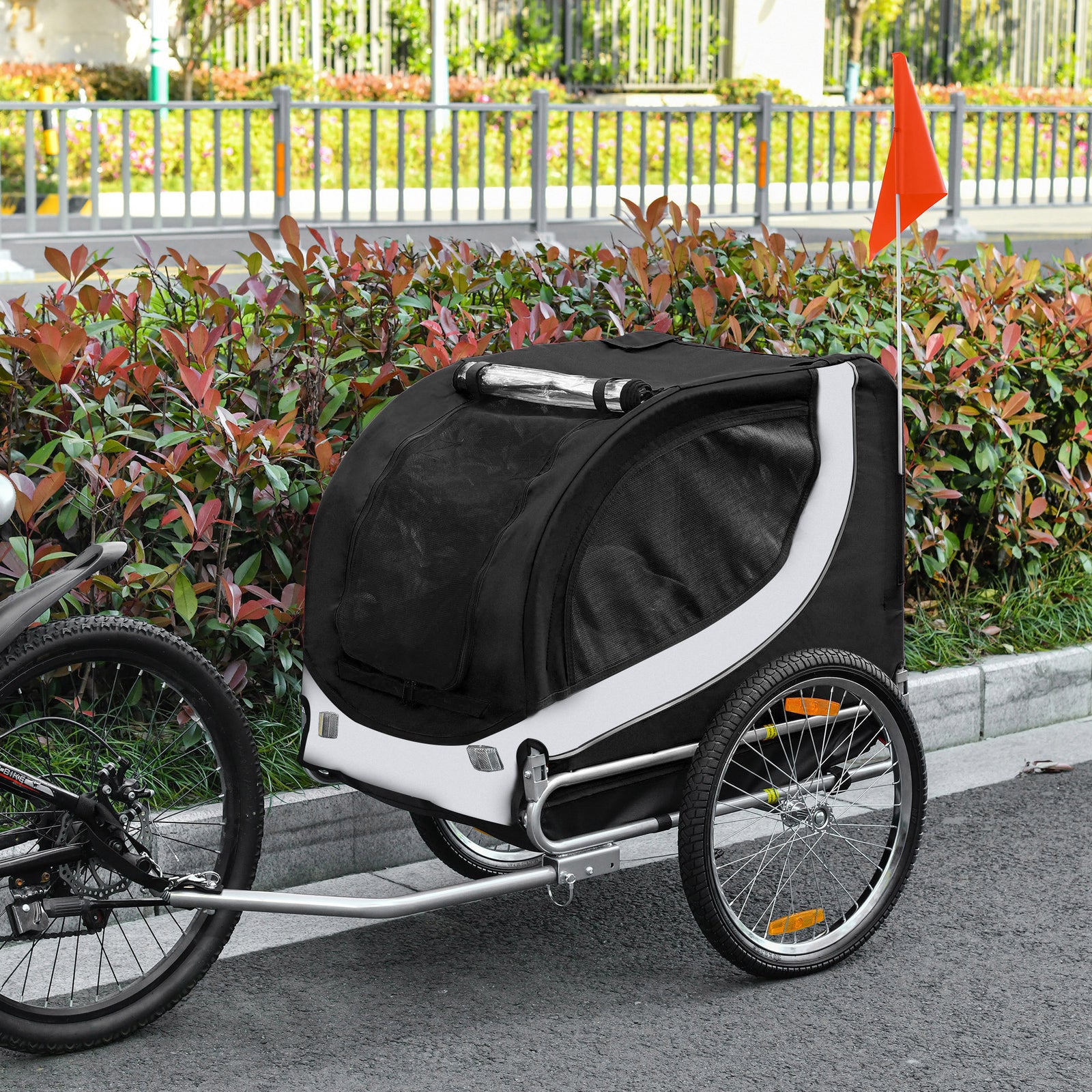 Pawhut Pet Stroller Dog Jogger Folding Bike Cargo Trailer Carrier Bicycle Black