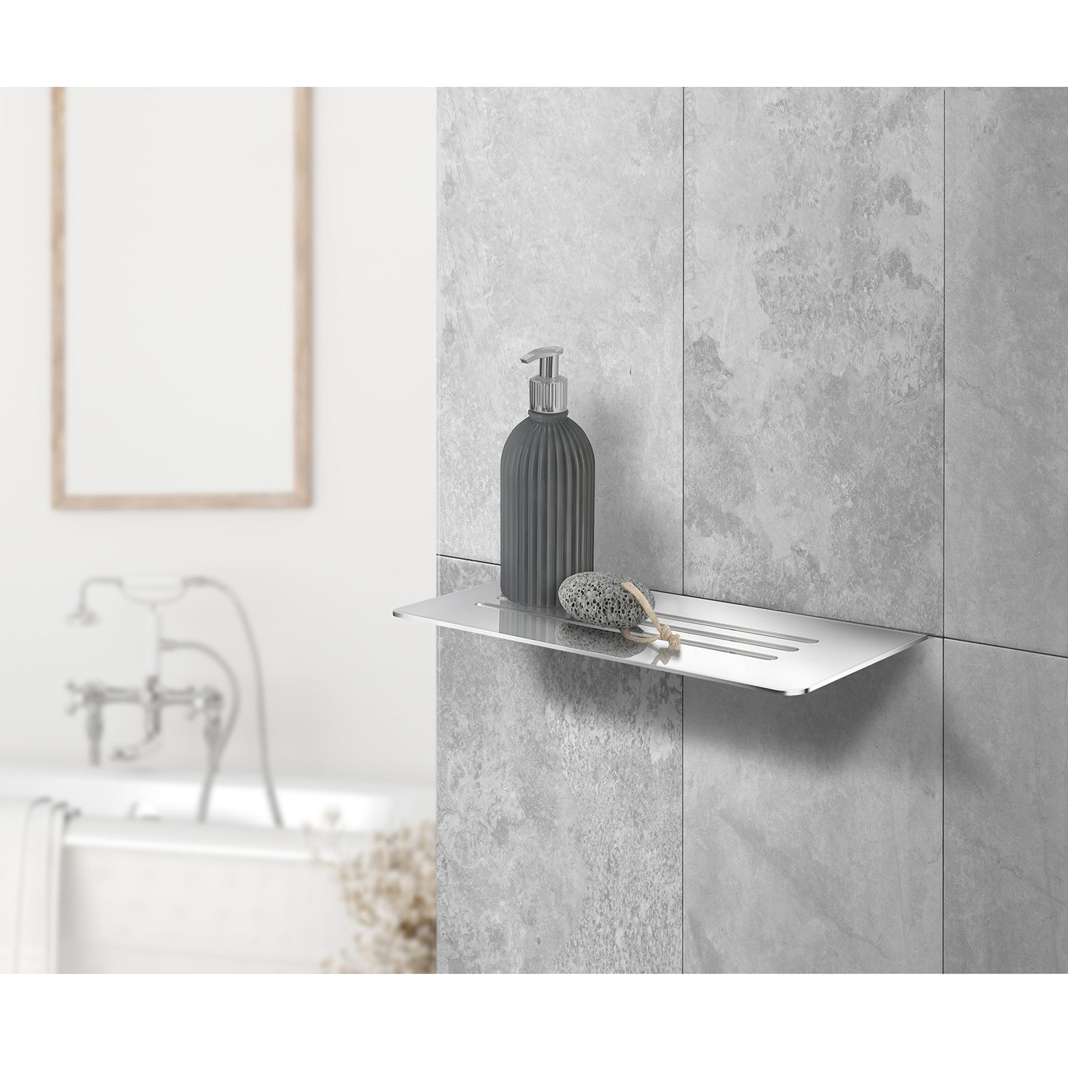 Bathroom Shower Grout Line Shelf Storage - Lines Design | Polished Stainless Steel