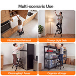 Small Step Ladder Foldable 150kg Carbon Steel Kitchen Steps Black | Black