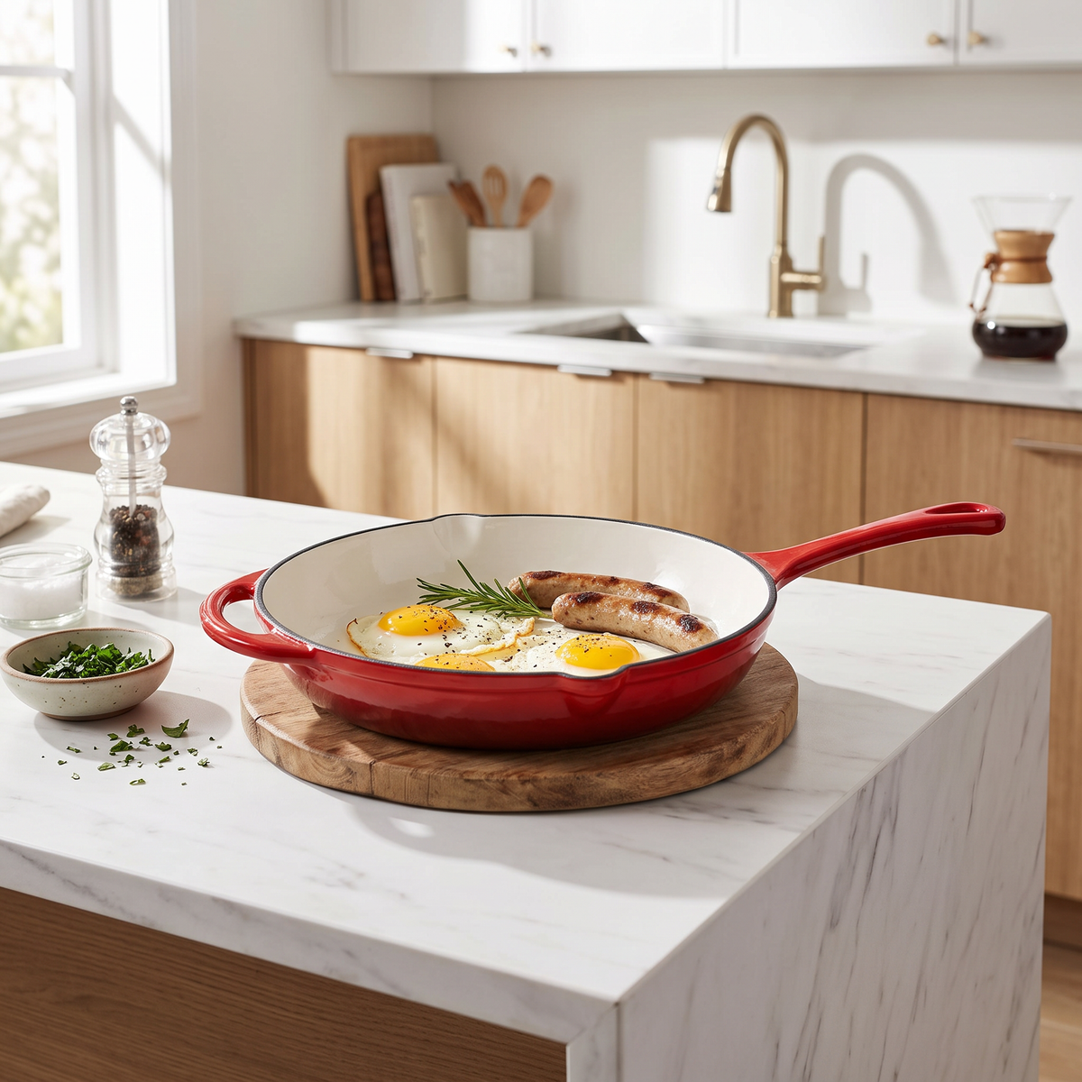 Breeins Enameled Cast Iron Skillet With Handles