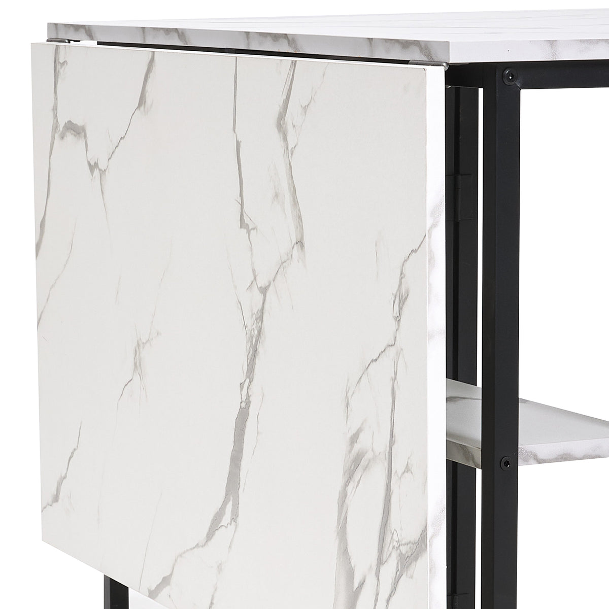 Breeins Folding Dining Table With Wheels And Storage Shelves