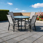 5 Pieces Garden Dining Set Tempered Glass Outdoor Coffee Table And Chairs Set
