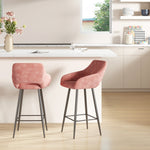 Velvet-touch Bar Stools Counter Set Of 2 | Pink