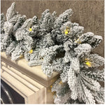 270cm Premium Mixed Branch Pre-lit Snow Filled Christmas Garland - With Timer