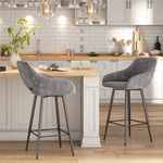 Velvet-touch Bar Stools Counter Set Of 2 | Dark Gray