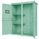 Wooden Garden Tool Storage Cabinet Double Door Shelf Green