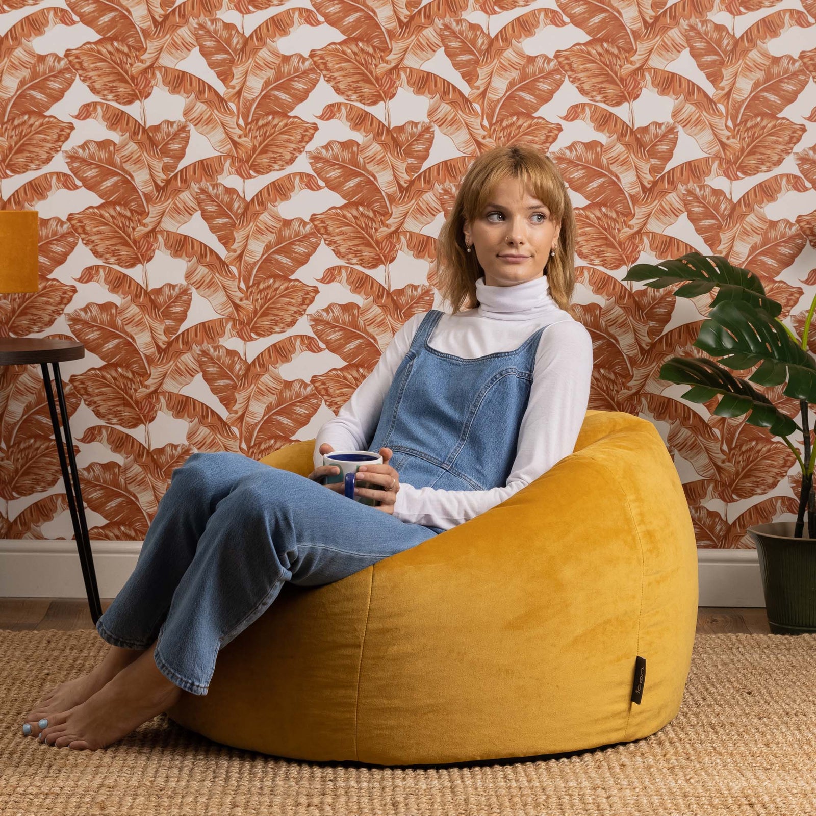 Aurora Velvet Bean Bag | Yellow