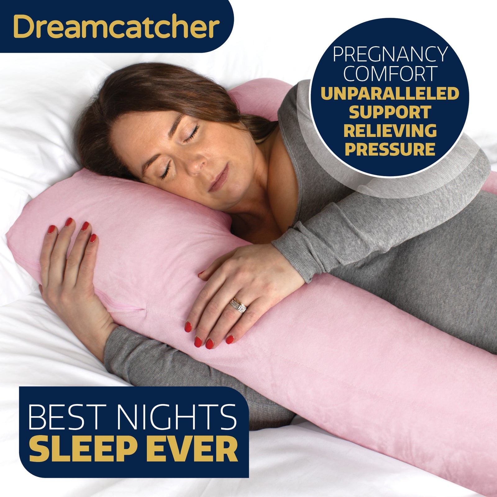 Pregnancy Pillow, U Shaped Shredded Memory Foam Maternity Cushion Machine Washable & Removable Velvet Cover | L | Pink