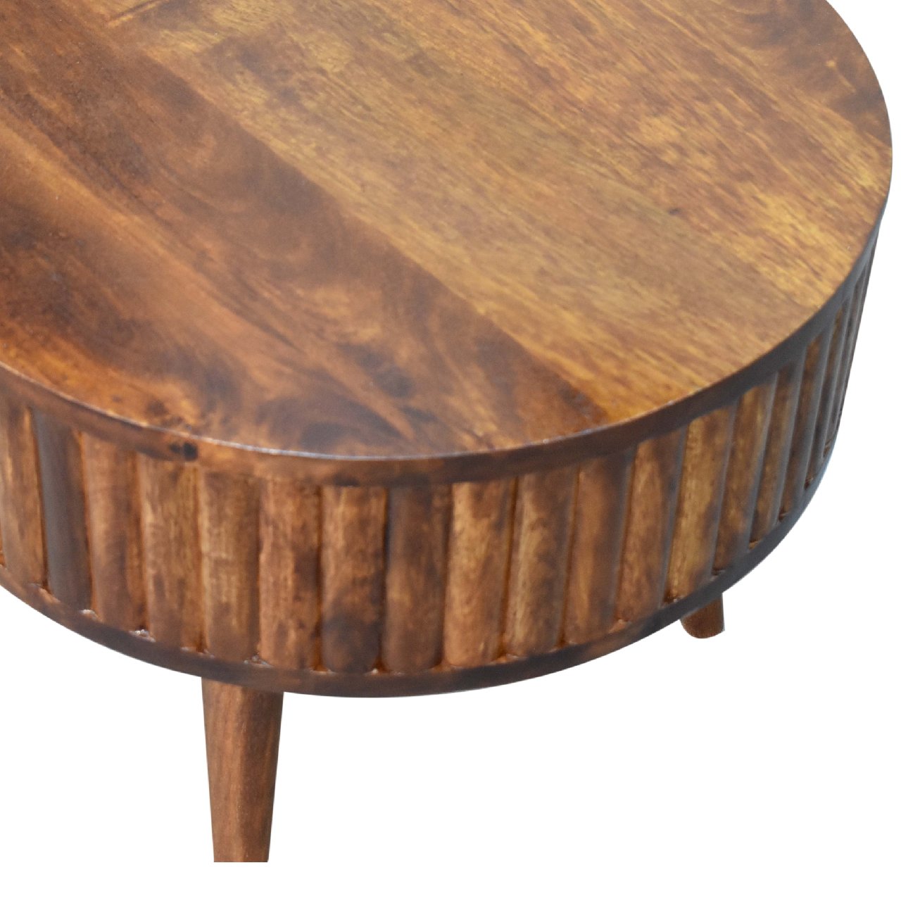 Solid Wood Stripe Chestnut Coffee Table, 2 Drawers, Dark Brown