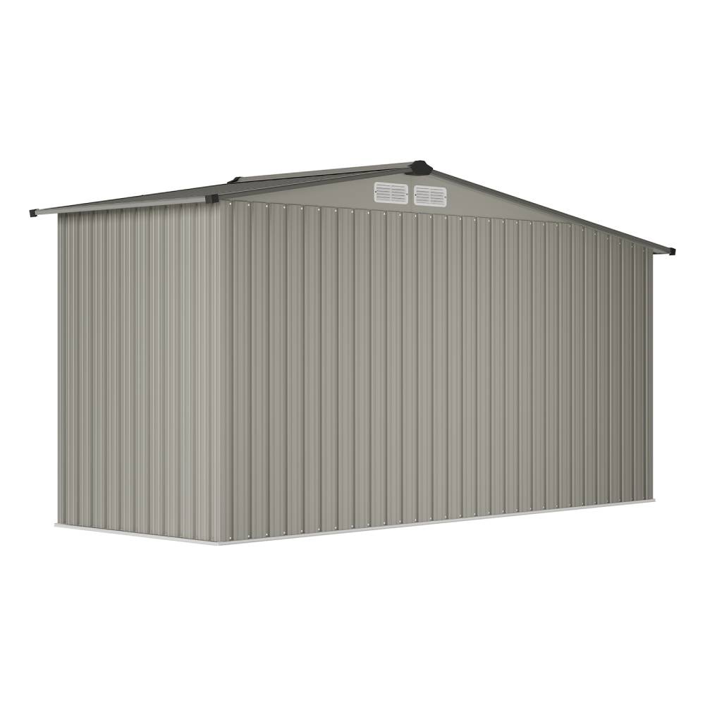 4x8ft Metal Garden Storage Shed With  Extra 70cm Firewood Storage