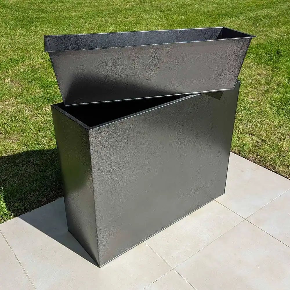 Long Zinc Galvanised Tall Trough Planter | 90cm x 30cm x 60cm | Silver Black