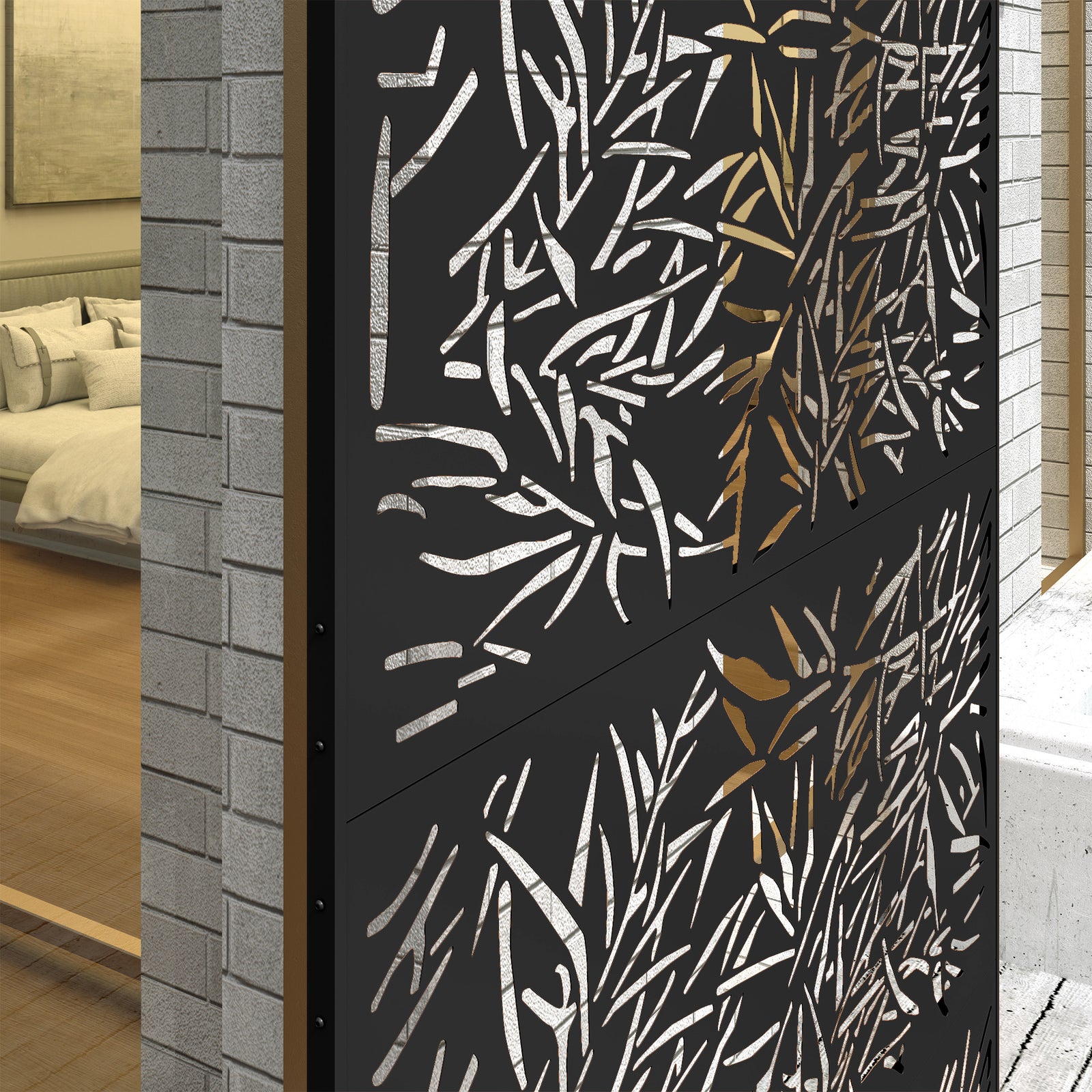 Decorative Outdoor Divider Privacy Panel W/ Stand, Bamboo