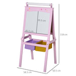 Kids Wooden Art Easel With Paper Roll Double-sided Chalkboard, Whiteboard