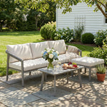 3 Piece Garden Dining Set, Outdoor Patio Furniture, Grey