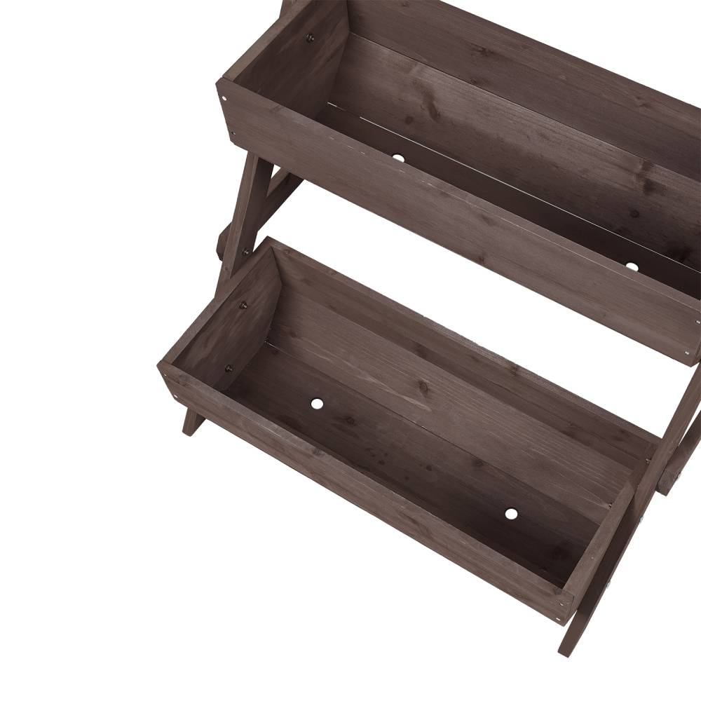 3-tier Wooden Planter Box With Drainage Holes | Brown