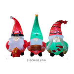 2.1m W Inflatable Christmas Gnomes Trio – Outdoor Decoration With Led Lights, Air Blower, Stakes & Water Bags